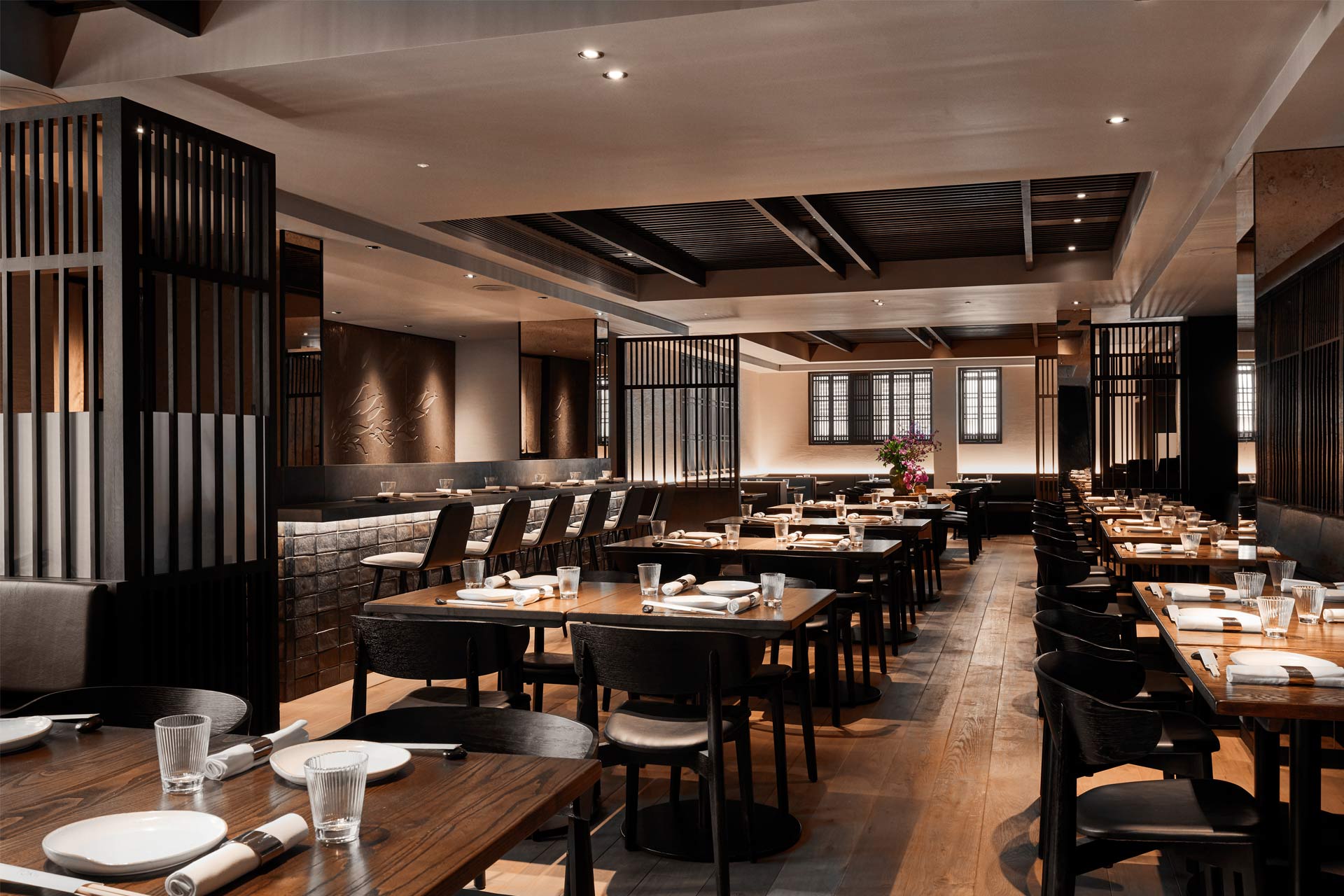 An interior shot of TOKii, the in-house restaurant at The Prince Akatoki, London