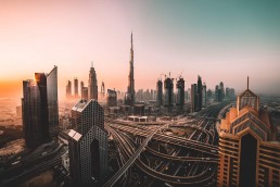 Dubai skyline in the United Arab Emirates