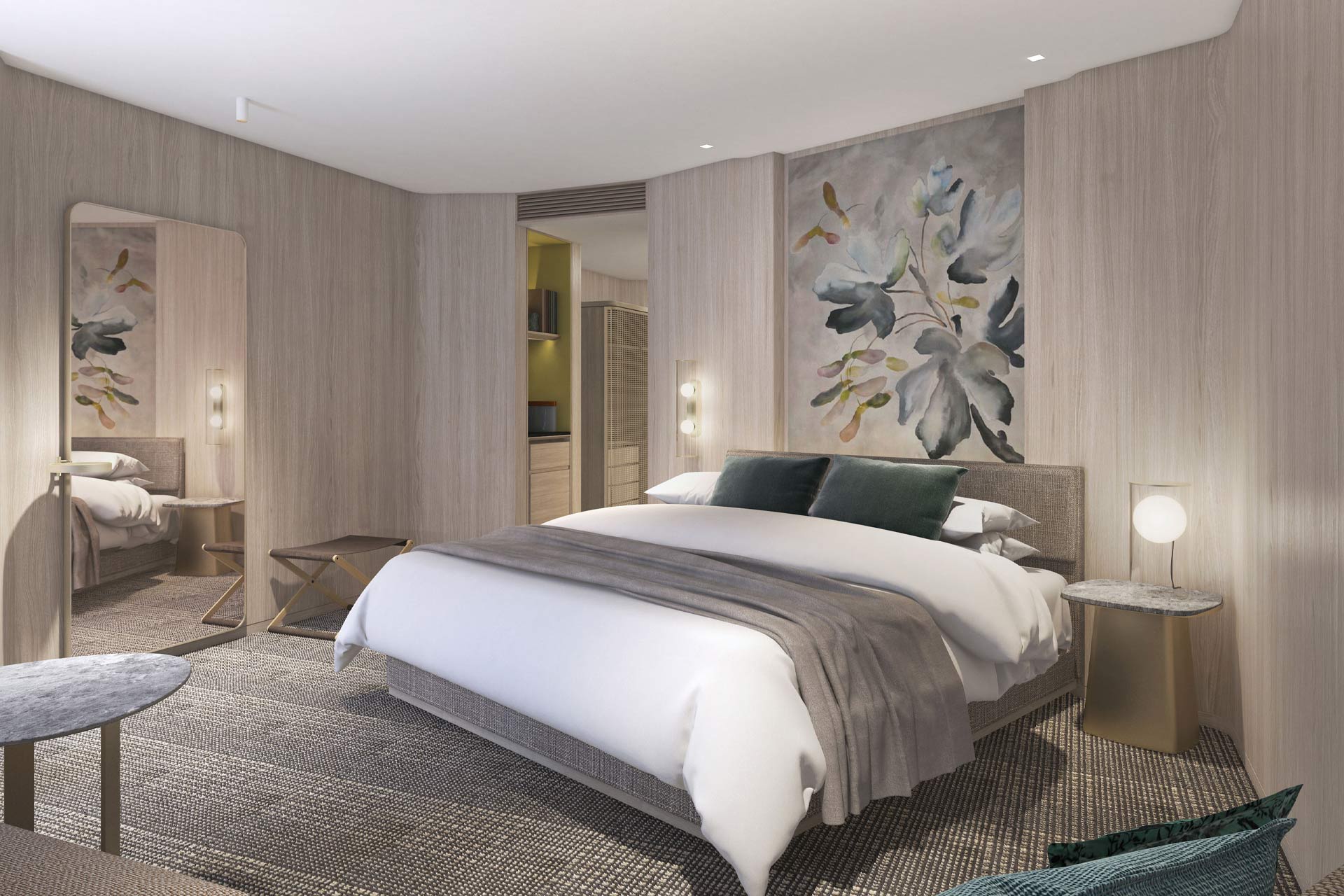 A mock-up guestroom at Pan Pacific London