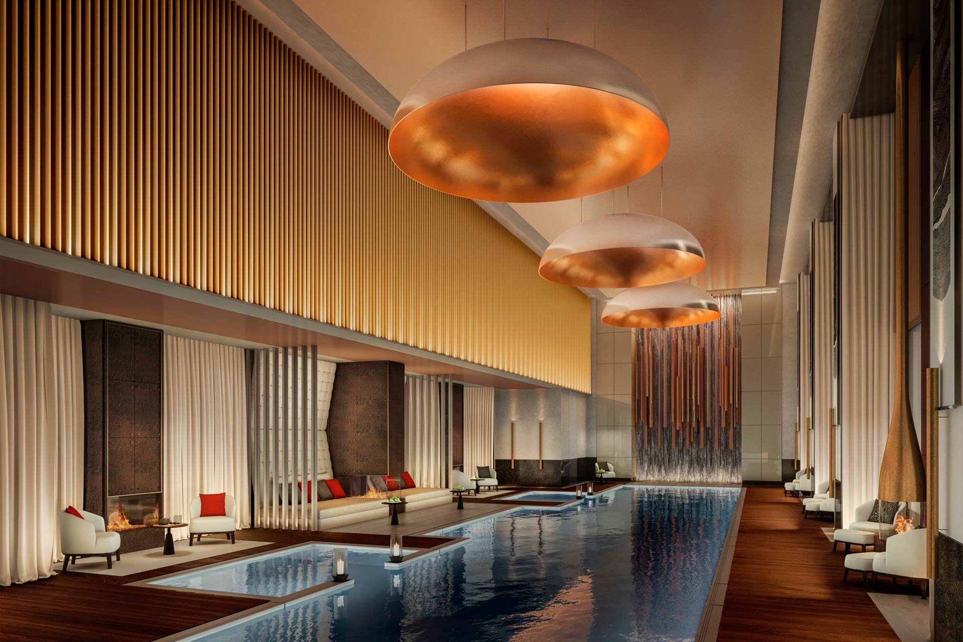 A rendering of a swimming pool at Aman New York