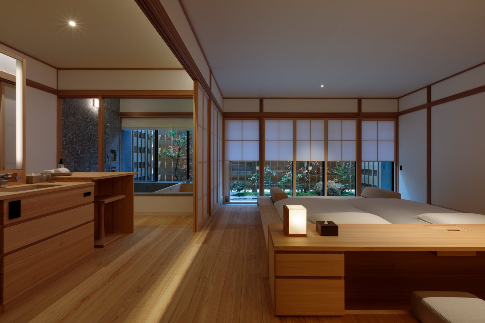 A rendering of a guestroom at Azumi Setoda in Japan