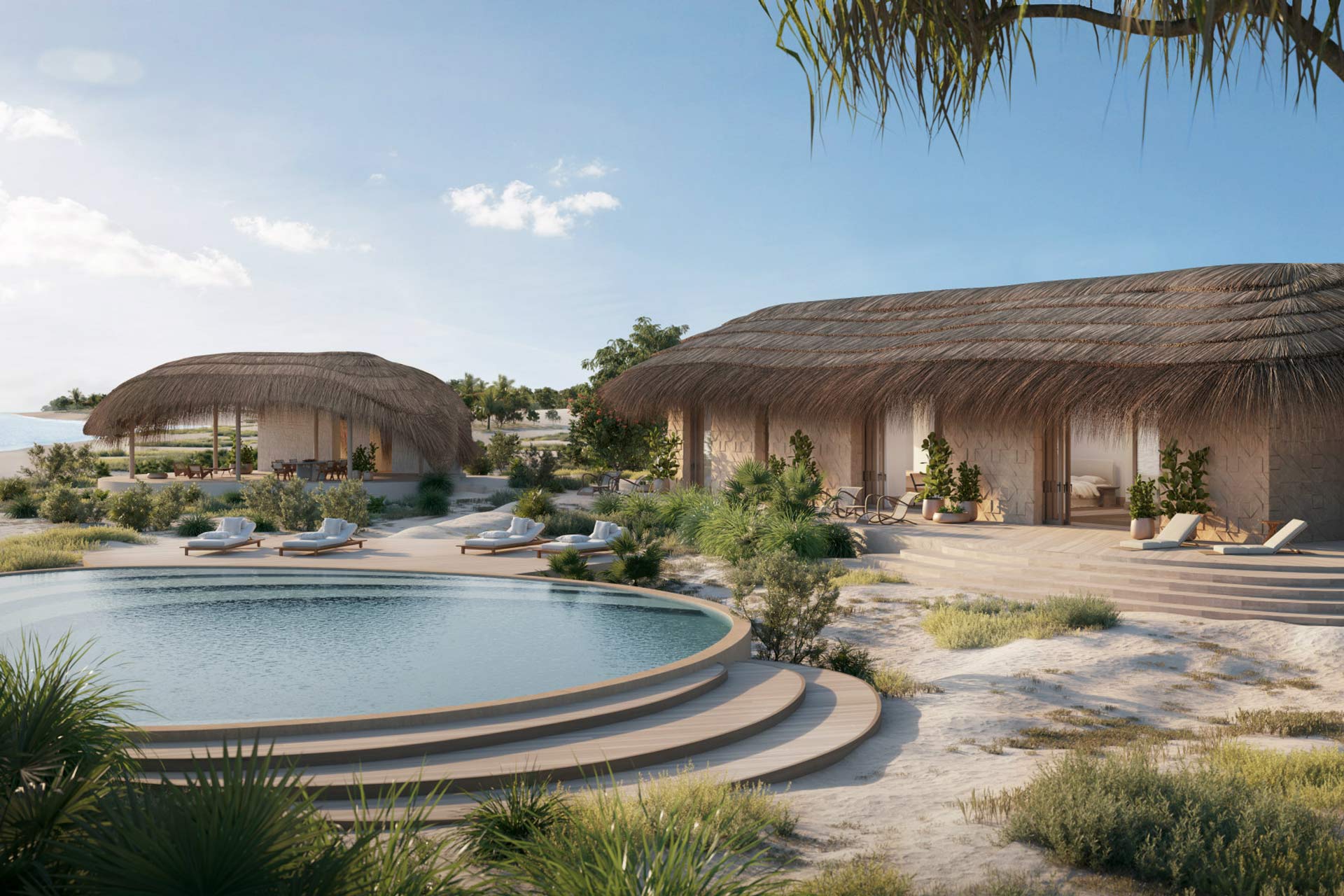 A rendering of Kisawa Sanctuary in Mozambique