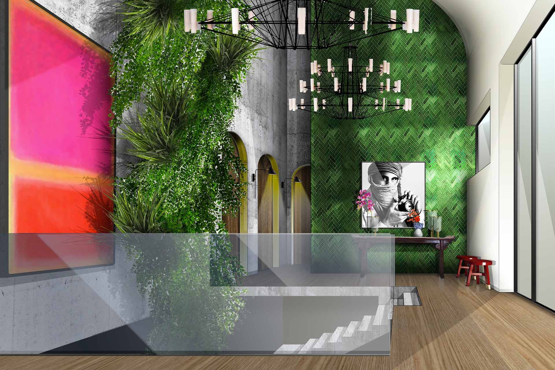 A rendering of a new seven-bedroom boutique guesthouse in Milan, Italy