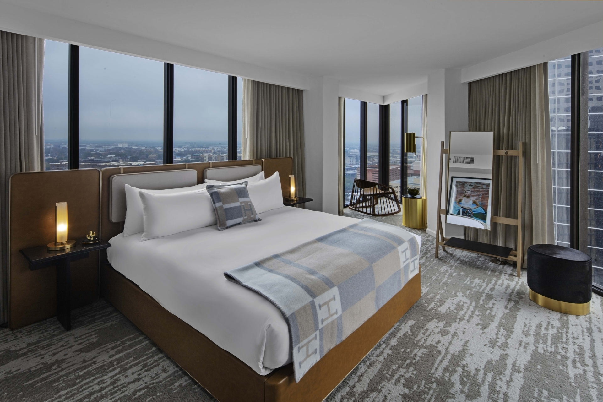 A guestroom at C. Baldwin Hotel in Houston, Texas