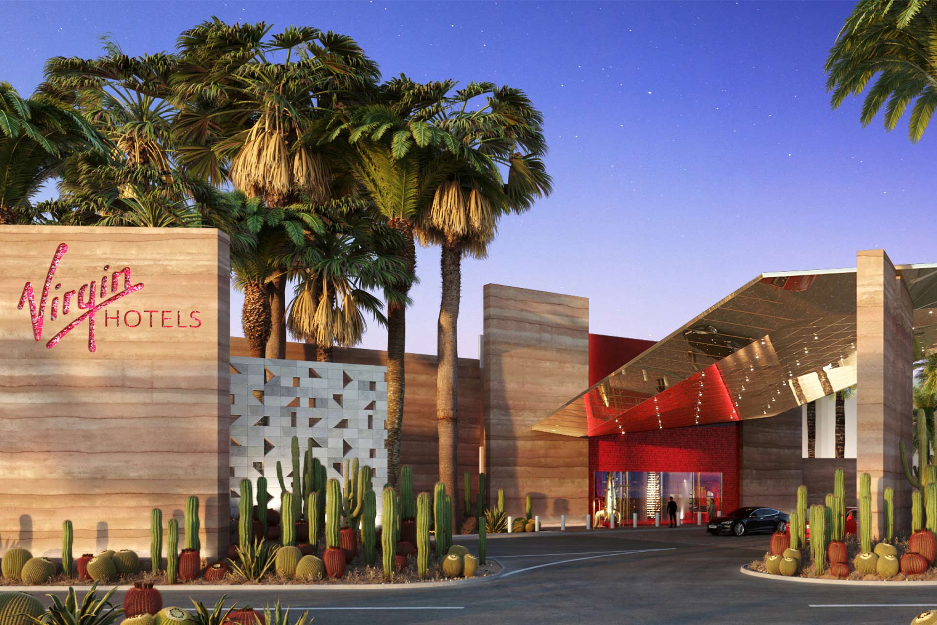 A rendering of Virgin Hotels Las Vegas