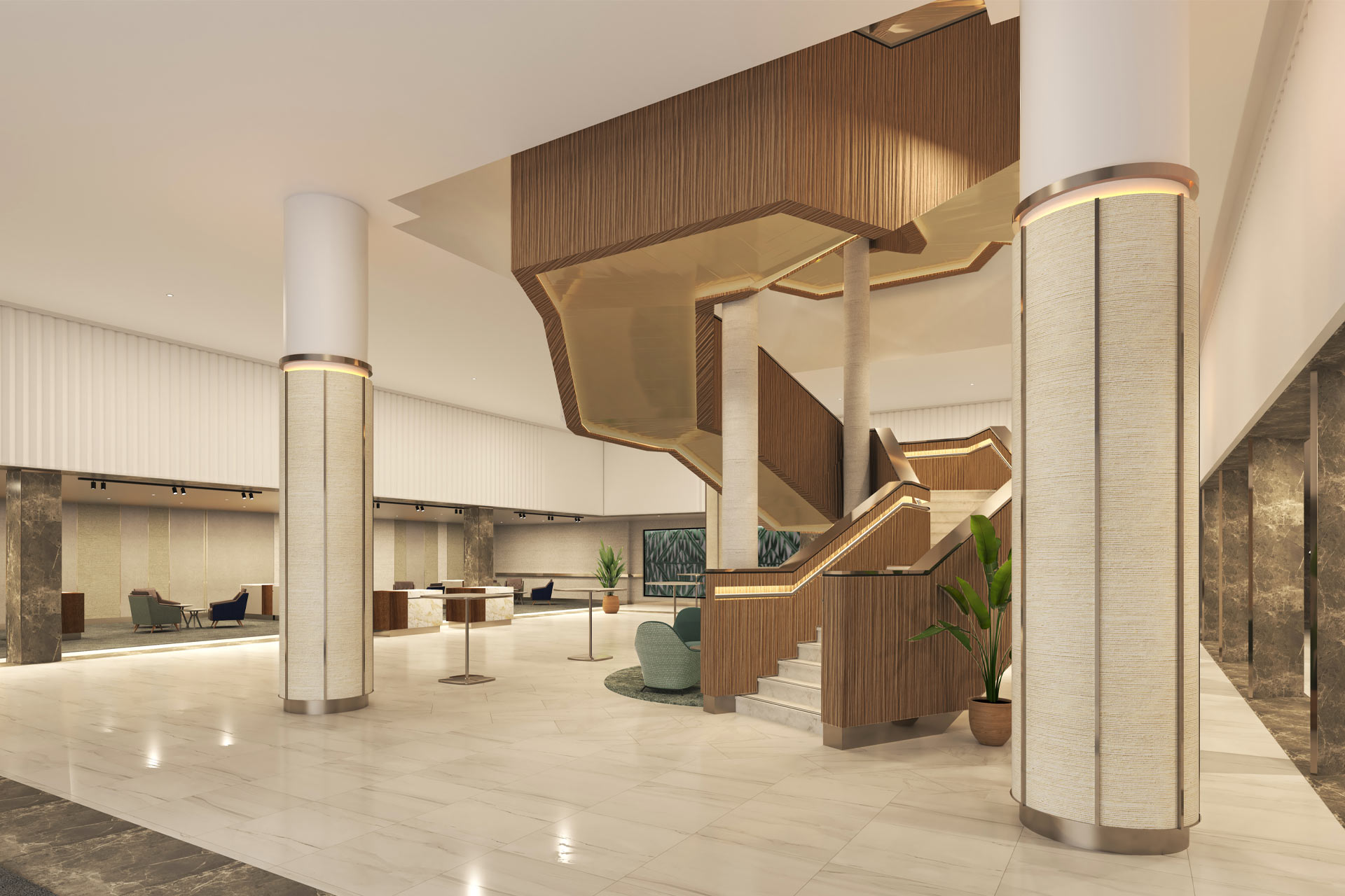 A rendering of the new West Wing Lobby at Hilton London Metropole