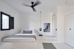 A guestroom at OMMA Santorini in Greece