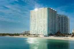 A rendering of the facade at SLS Cancun in Mexico