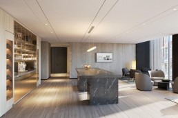 A rendering of a meeting space at Pan Pacific London