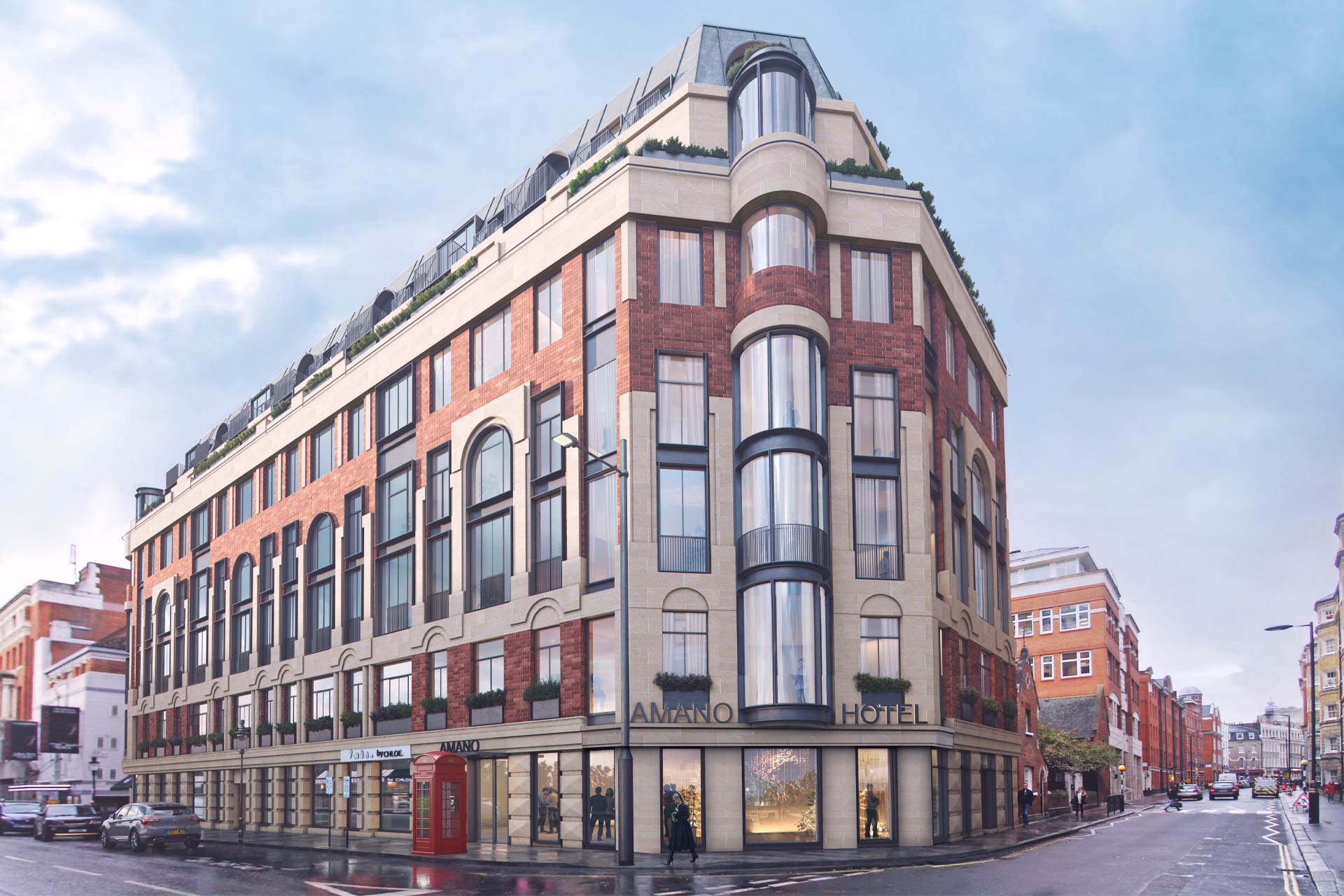 A rendering of Amano Hotel in Covent Garden, London