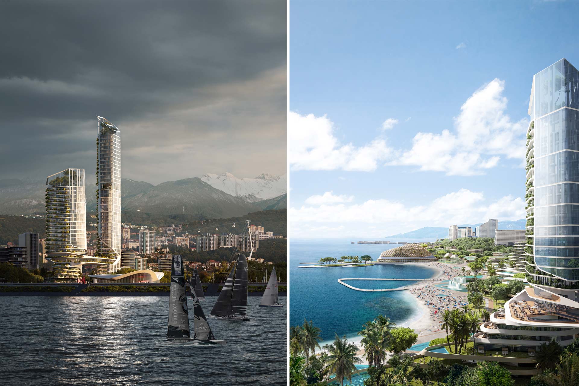 A rendering of UNStudio's concept for the Sochi Waterfront