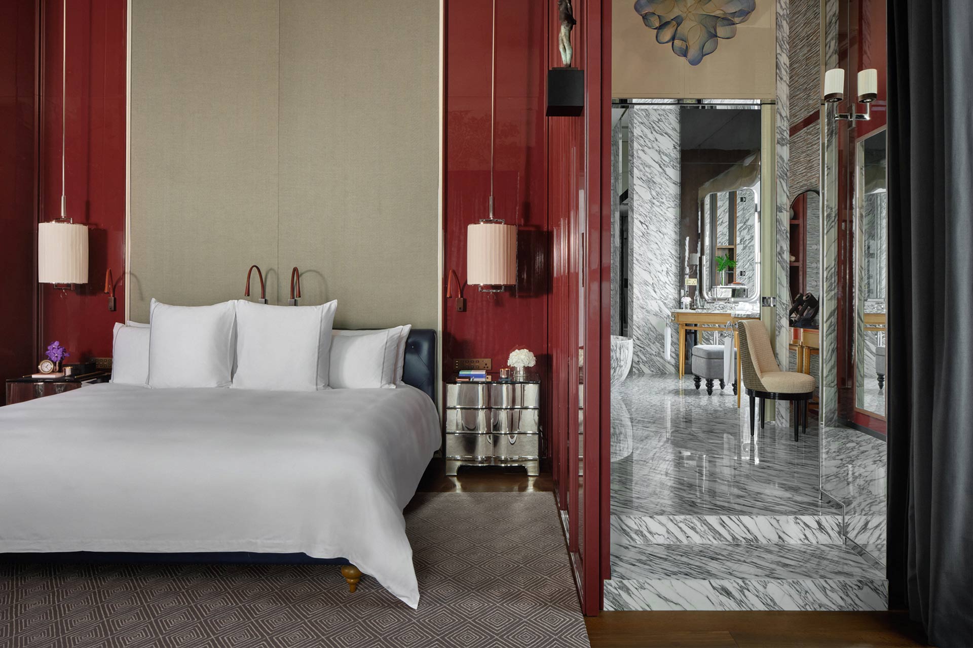 A guestroom at Rosewood Hong Kong