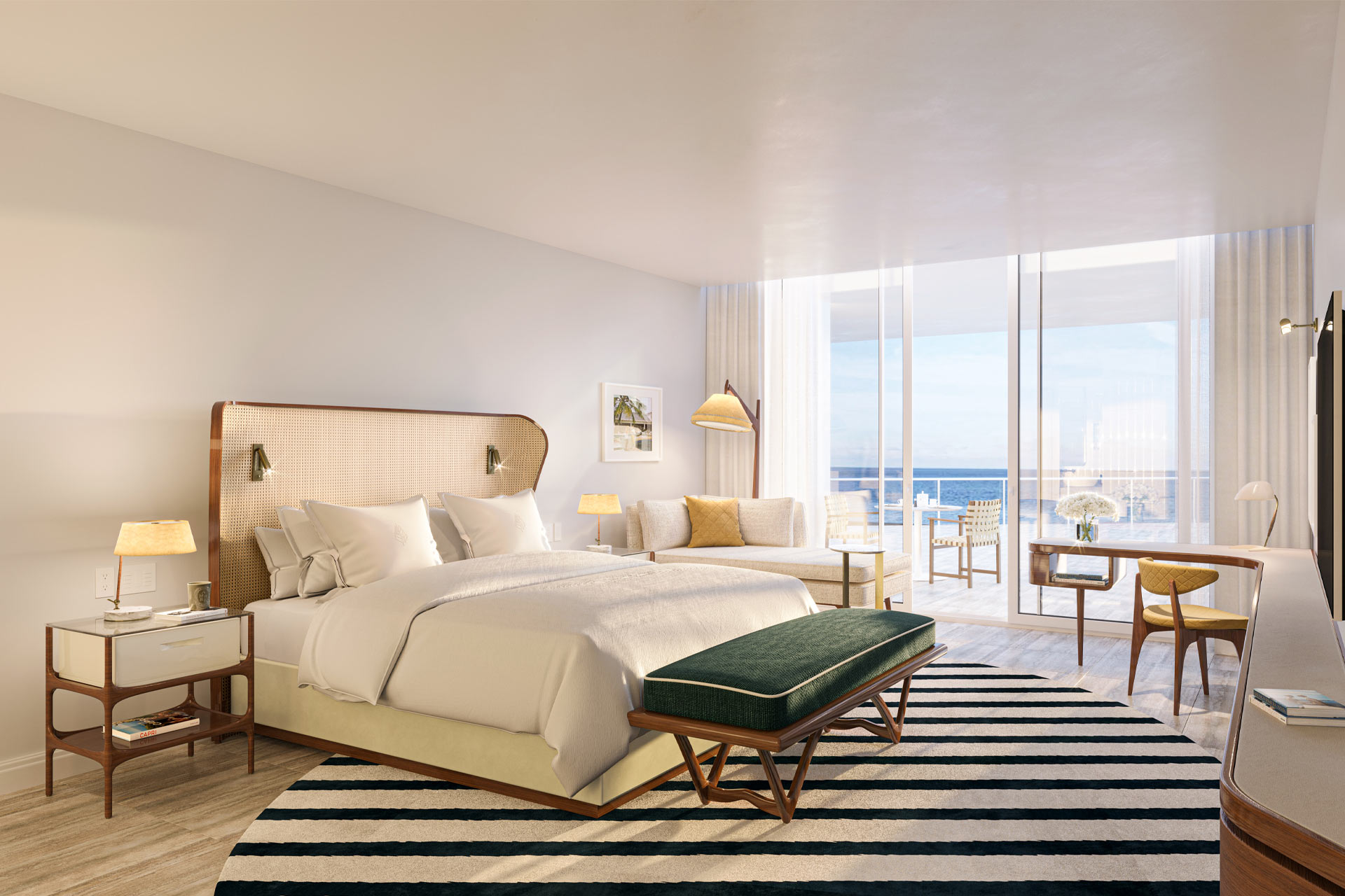 A rendering of a guestroom at Four Seasons Hotel & Residences in Fort Lauderdale