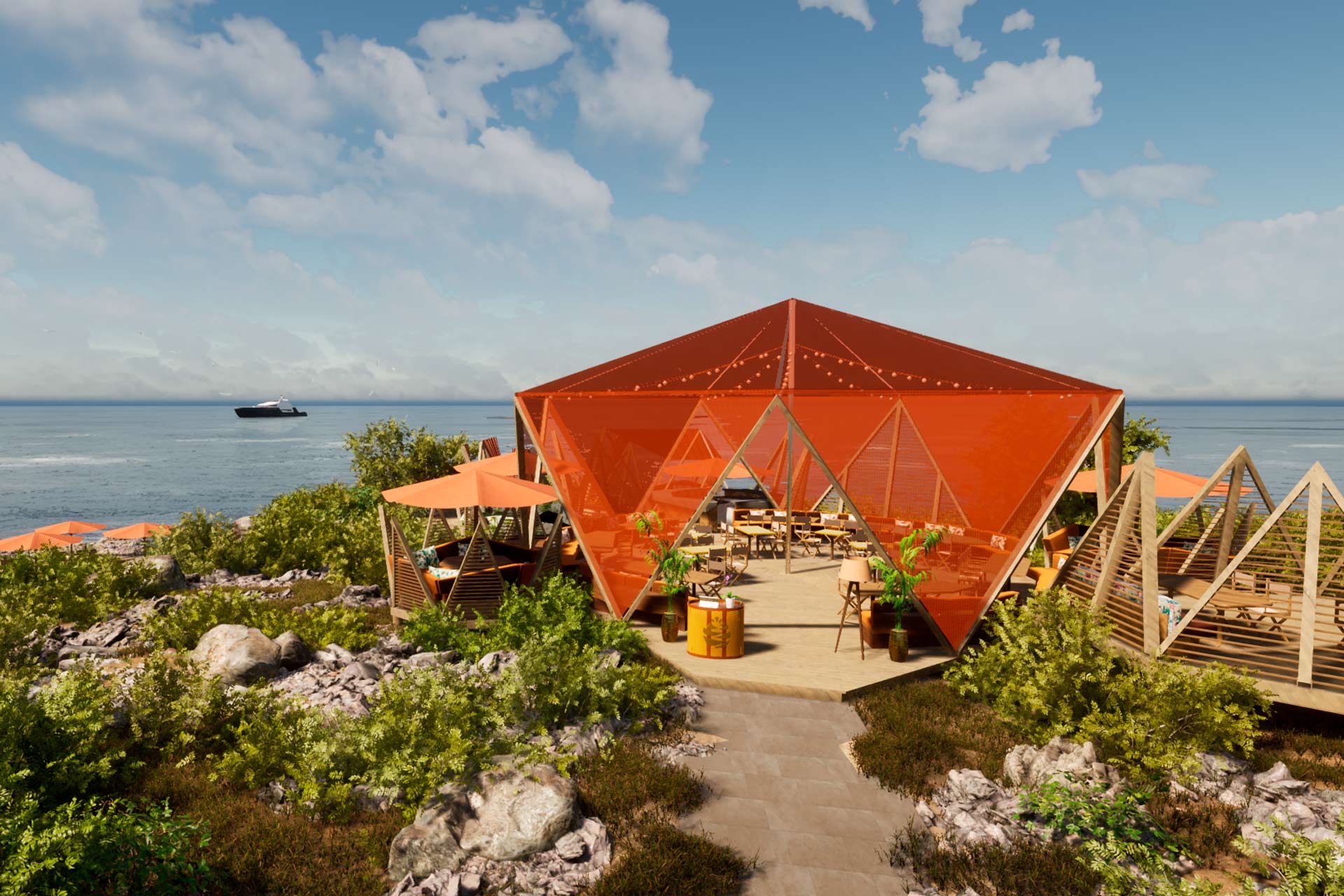A rendering of 7Pines Resort Sardinia in Italy