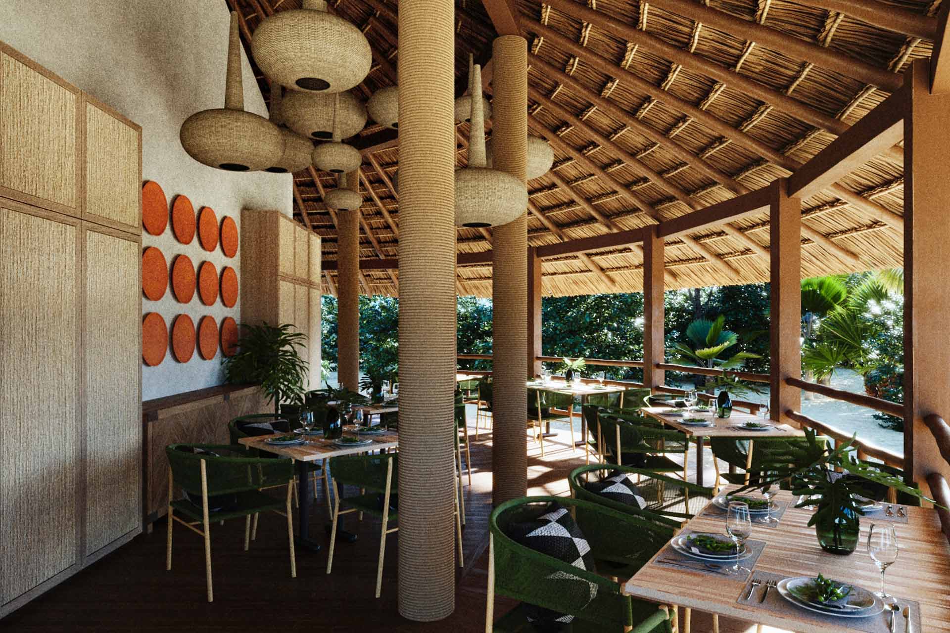 The restaurant at Casa Chable in Tulum, Mexico