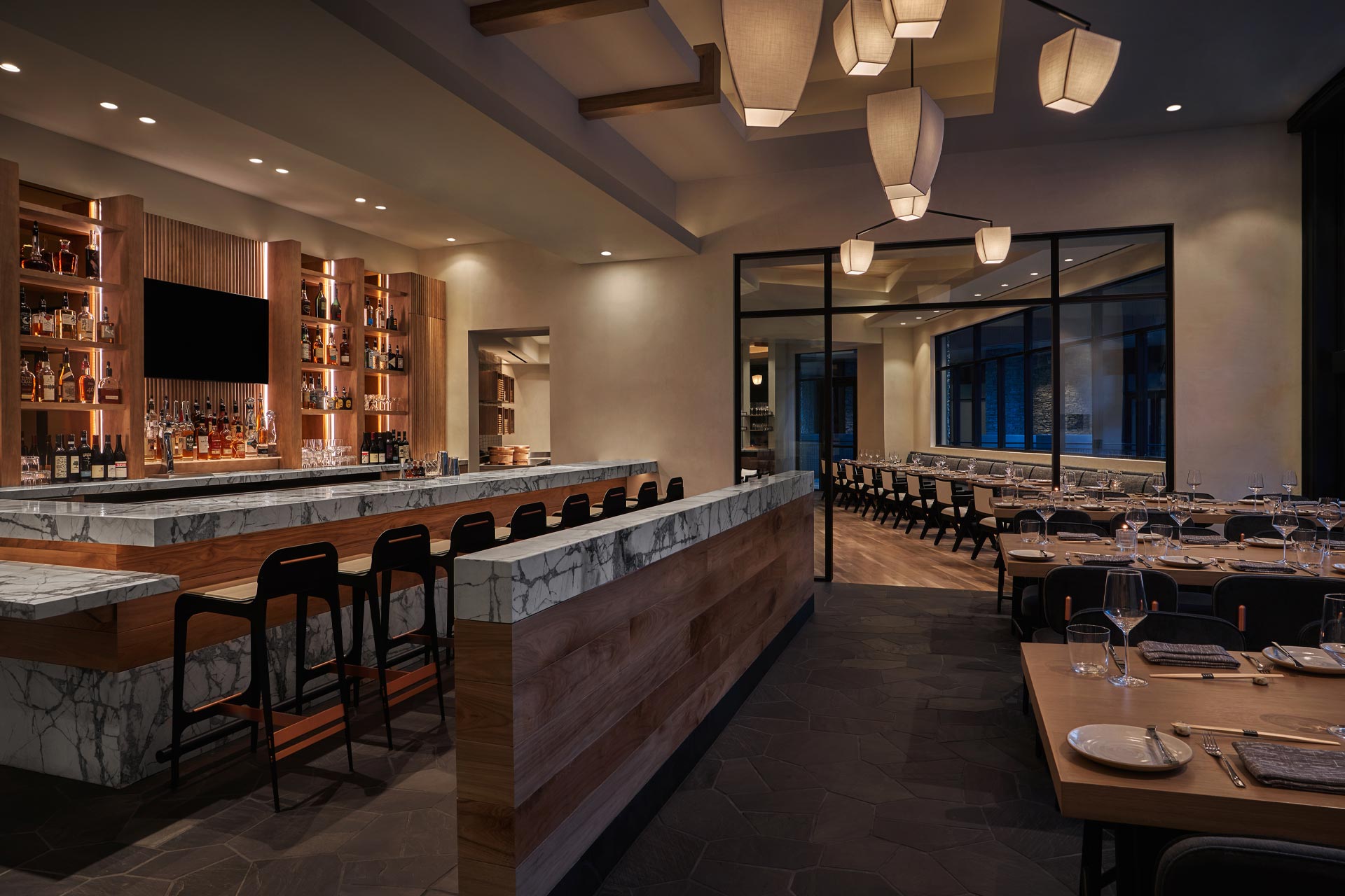 The restaurant at Pendry Park City in Utah