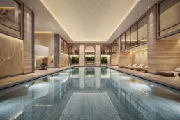 A rendering of the spa at Raffles London at The OWO