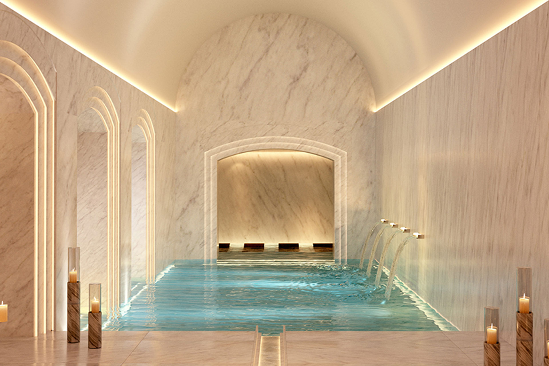 A rendering of the spa at Almanac Palais Vienna