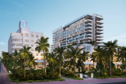 A rendering of The Raleigh, a Rosewood Hotel & Residences in Miami