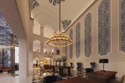 A rendering of the lobby at Anantara Royal Vila Viçosa in Portugal