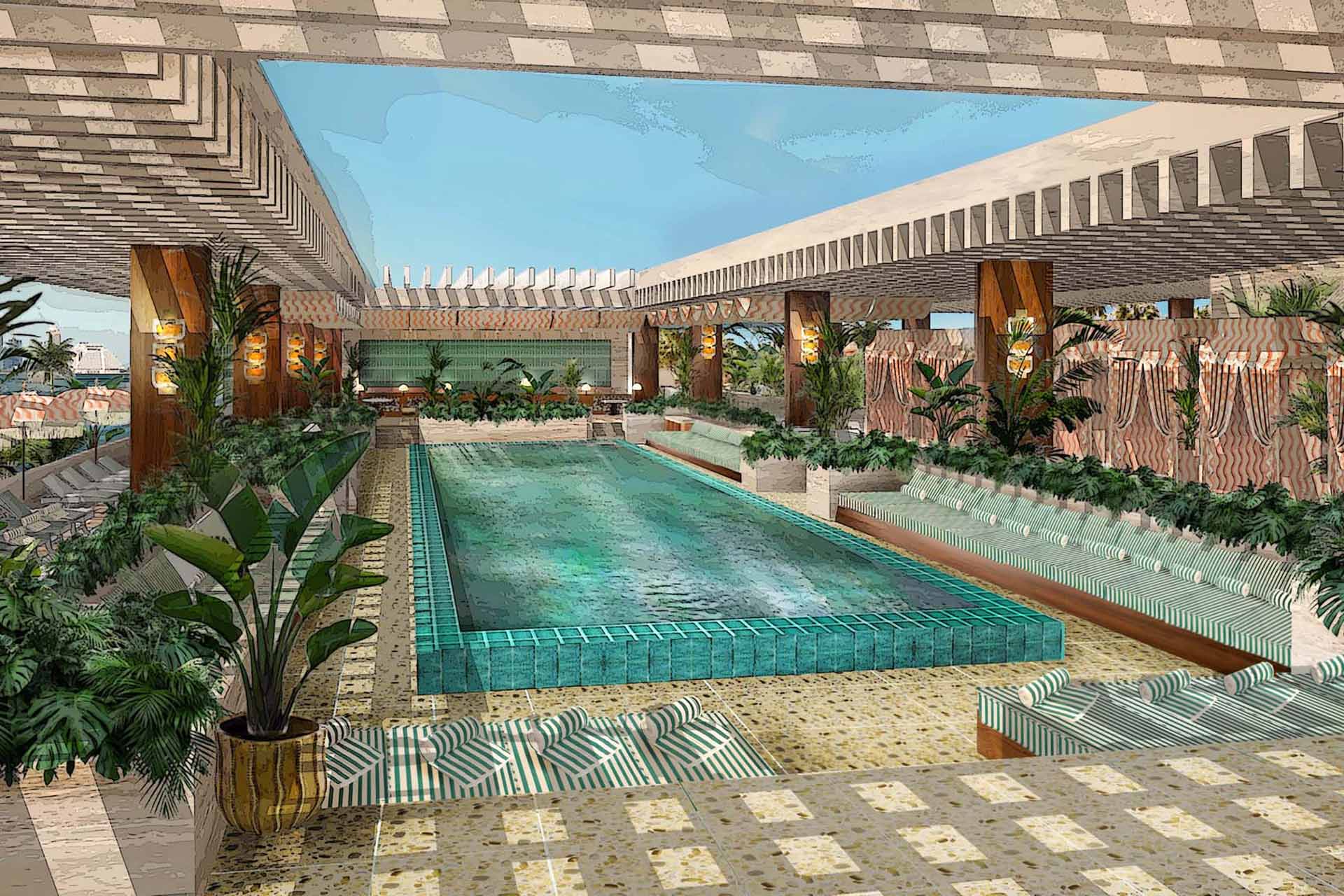 A rendering of The Ned Doha in Qatar