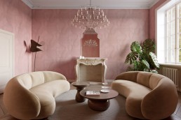 Devon&Devon Pink Wallpaper in Living Room