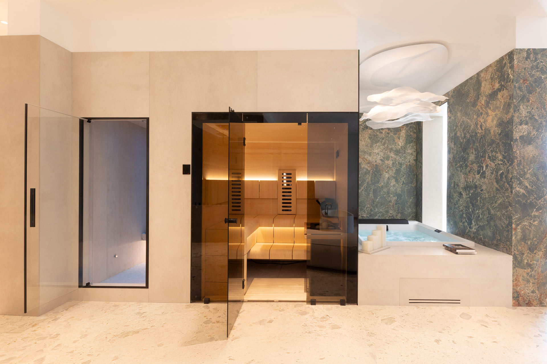 Sanipex showroom sauna and hot tub