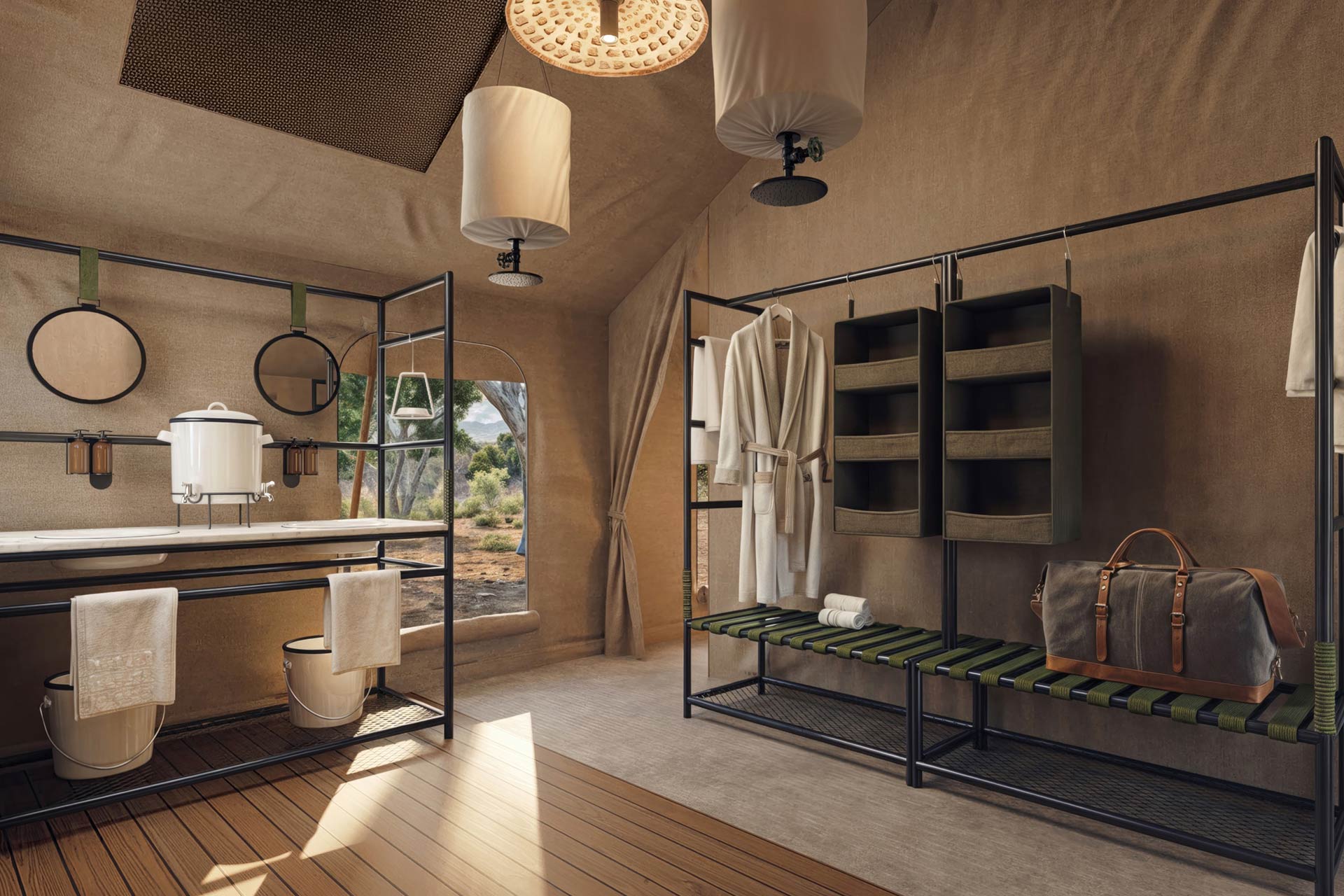 andBeyond Under Canvas camp, Botswana room design